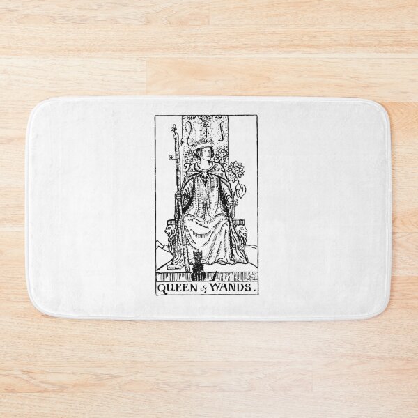 Item preview, Tarot Card : Queen of Wands black & white designed and sold by tarotcarddesign.