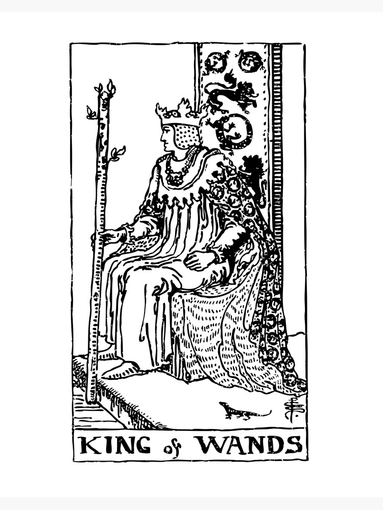 Tarot Card : King of Wands black & white" Art Board Print for by tarotcarddesign |