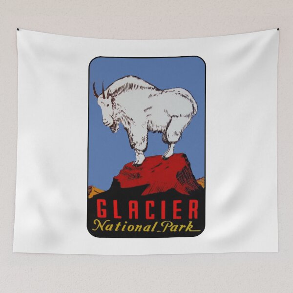 Item preview, Mountain Goat at Glacier National Park Vintage Travel Decal designed and sold by hilda74.