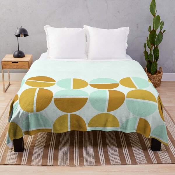 Item preview, Half Cirque Minimalist Geometric Dot Pattern in Mustard Yellow and Mint designed and sold by kierkegaard.