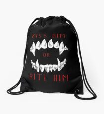 Kiss Him or Bite Him Drawstring Bag
