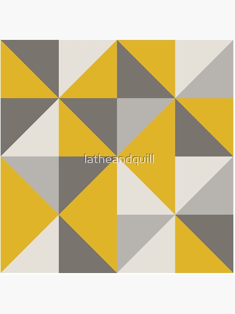 Retro Triangle Design in Yellow and Grey by latheandquill