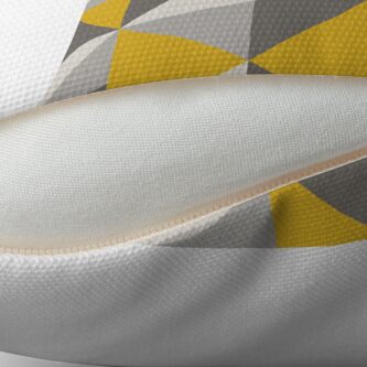 Alternate view of Retro Triangle Design in Yellow and Grey Throw Pillow