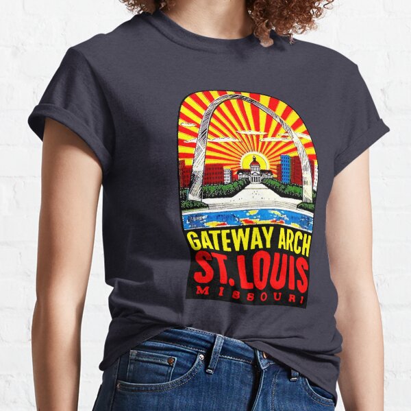 Retro St. Louis Arch Unisex Short Sleeve T-Shirt - Light Blue