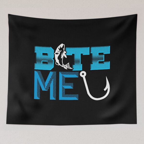 Item preview, Funny Bite Me Hook Fishing Lover print designed and sold by woodsgoodsco.