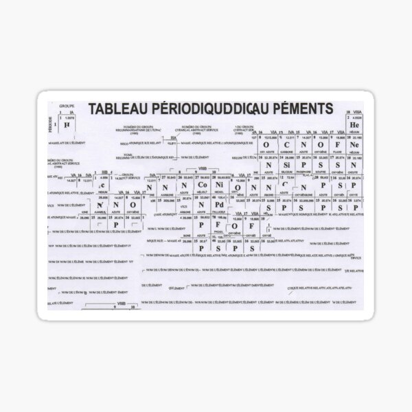 Tableau périodique - Art aléatoire numérique Sticker