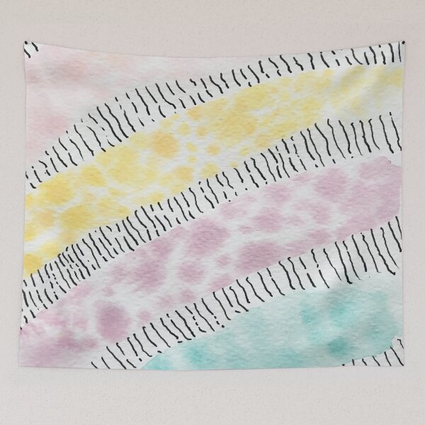 Item preview, Abstract watercolor pattern with wine, turquoise, yellow and pale rose hues and black lines designed and sold by artsome-design.