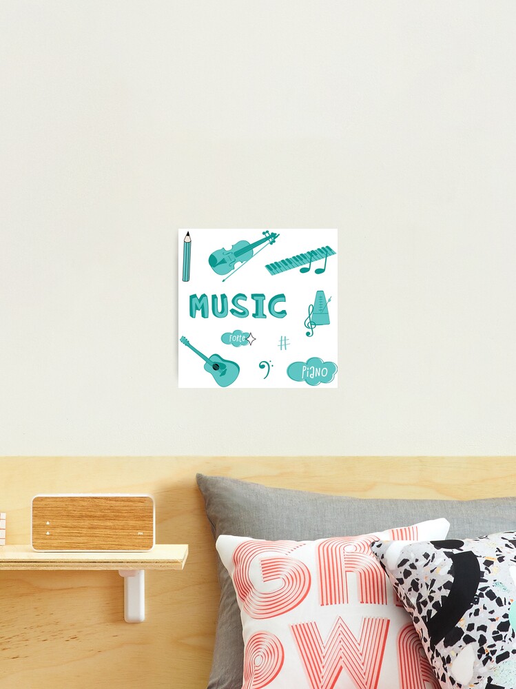 Thumbnail 2 of 3, Photographic Print, Teal Music School Subject Sticker Pack designed and sold by The-Goods.