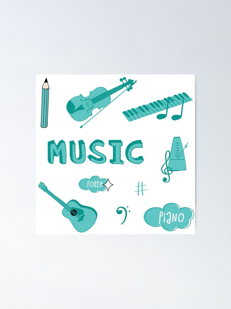 Thumbnail 2 of 3, Poster, Teal Music School Subject Sticker Pack designed and sold by The-Goods.