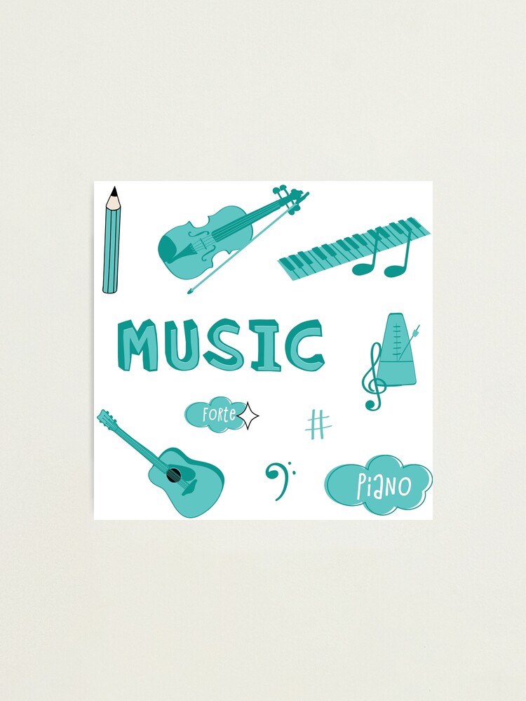 Thumbnail 1 of 3, Photographic Print, Teal Music School Subject Sticker Pack designed and sold by The-Goods.