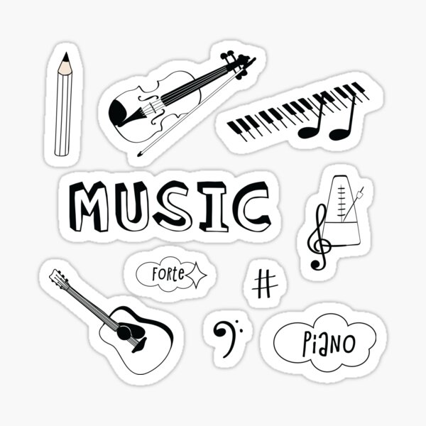 "White Music School Subject Sticker Pack" Sticker for Sale by TheGoods