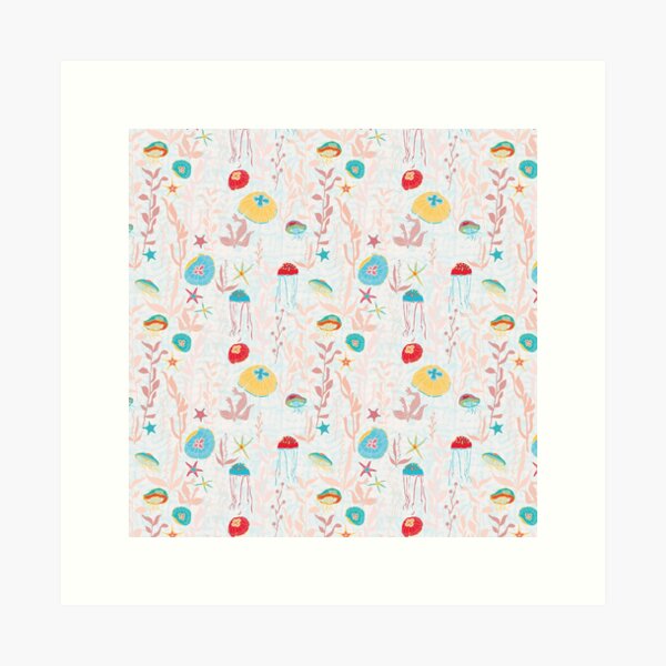 Jellyfish Garden repeat pattern Art Print