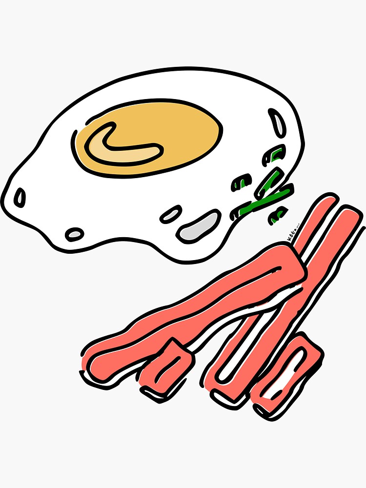 Thumbnail 3 of 3, Sticker, Eggs & Bacon designed and sold by atelierkota.
