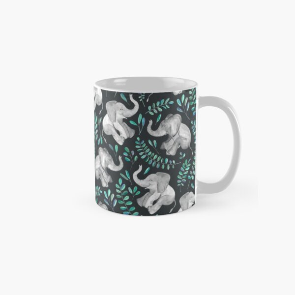 Laughing Baby Elephants – emerald and turquoise Classic Mug