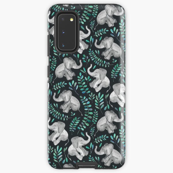 Laughing Baby Elephants – emerald and turquoise Samsung Galaxy Tough Case