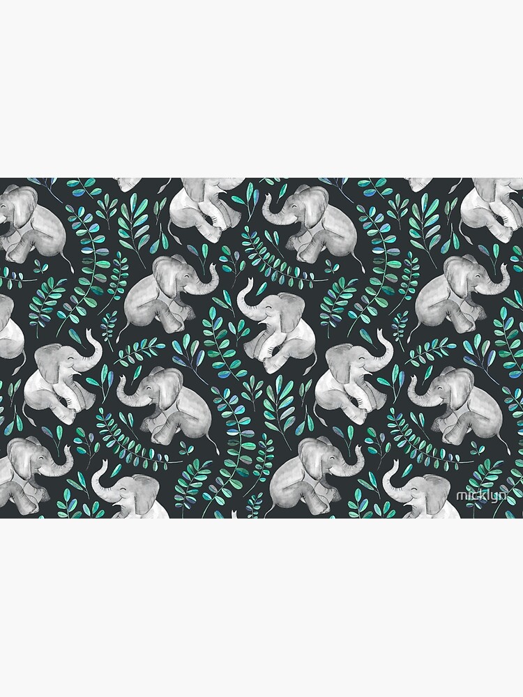 Laughing Baby Elephants – emerald and turquoise by micklyn