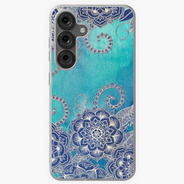 Cream Floral Moroccan Pattern on Deep Indigo Ink