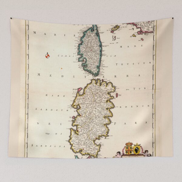 Item preview, Vintage Sardinia and Corsica Map (1682) designed and sold by BravuraMedia.