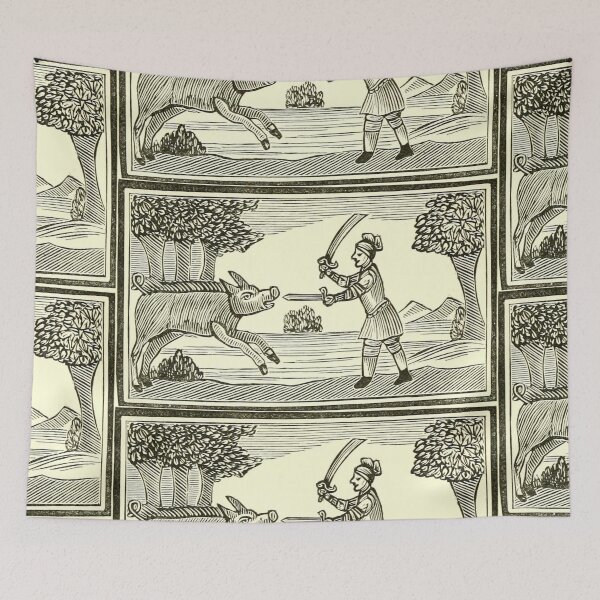 Item preview, Medieval boar hunting designed and sold by Vintage Designs +.