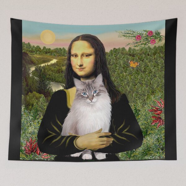 Item preview, Mona Lisa and her Ragdoll Cat (Lynx Point) designed and sold by JeanBFitzgerald.