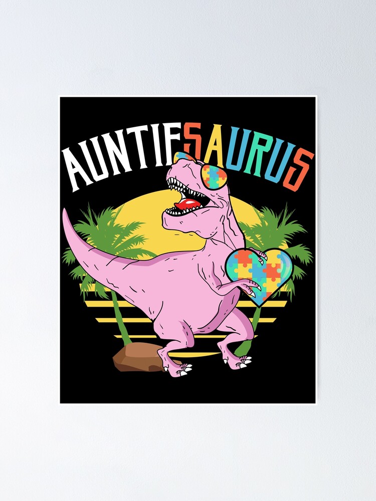 Auntie Saurus T-Shirt Auntsaurus Autism Awareness T-Shirt