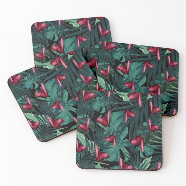 Item preview, Tropical Butterfly Jungle Night Leaves Pattern #3 #tropical #decor #art  designed and sold by Anita's & Bella's Art.