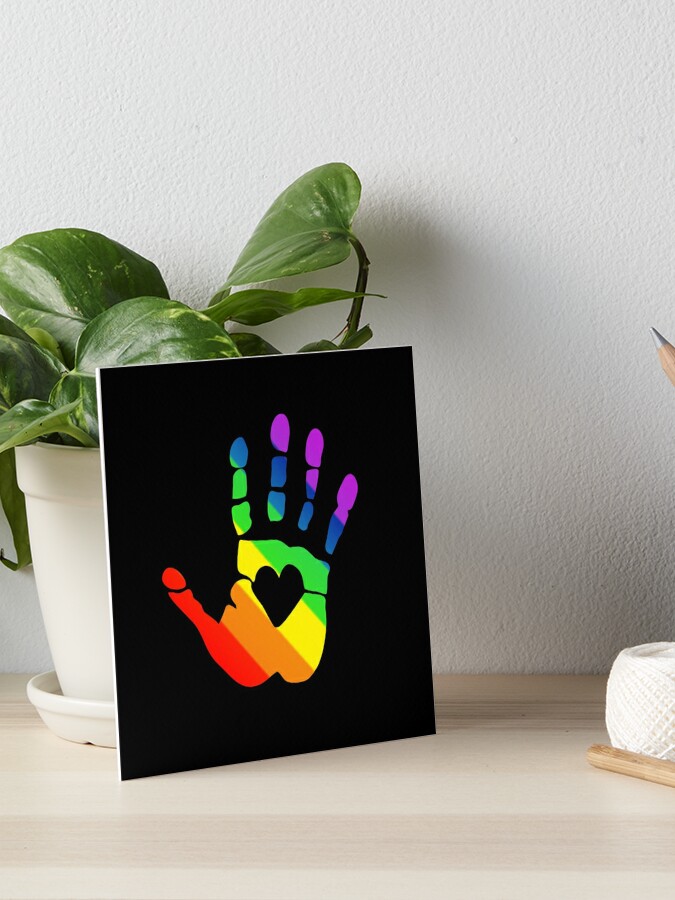 Lgbt Rainbow Handprint With Heart Gay Pride Art Board Print By Claudiasartwork Redbubble 1670