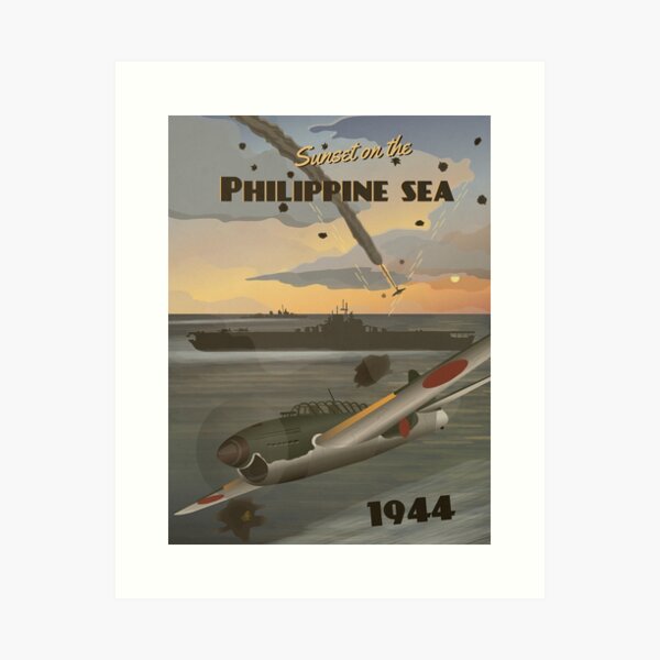 Vista previa del artículo con la obra «Cartel de viaje sobre la caza de pavos en el mar de Filipinas, 1944», diseñado y vendido por The War Effort.