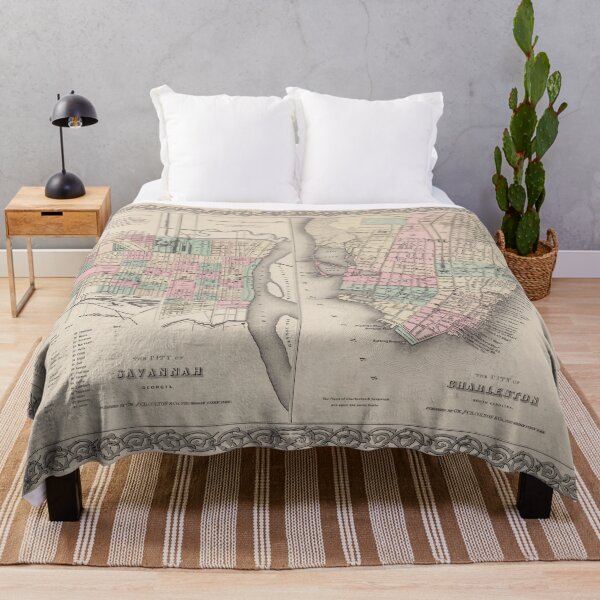 Item preview, Vintage Map of Savannah GA and Charleston SC (1886) designed and sold by BravuraMedia.