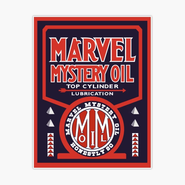 Marvel Mystery Oil vintage sign reproduction Sticker for Sale by