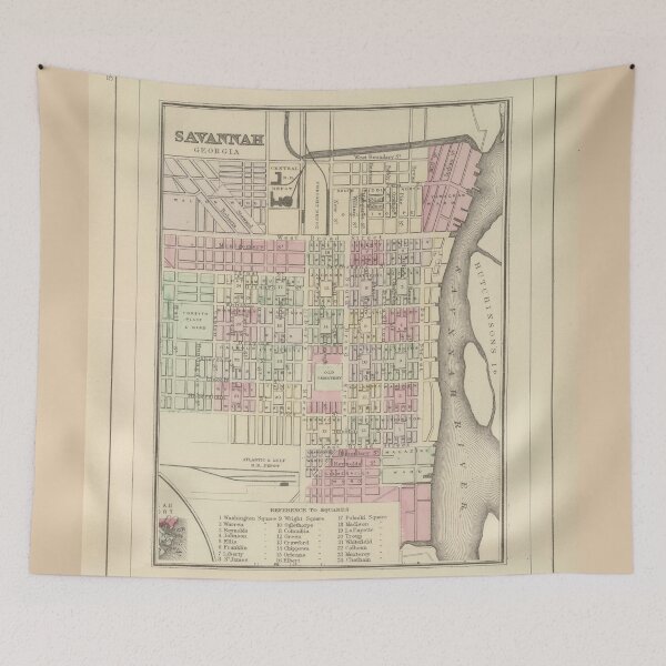 Item preview, Vintage Savannah GA Map (1884) designed and sold by BravuraMedia.