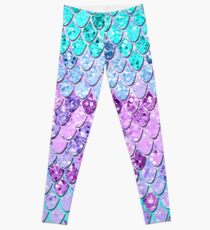 Mermaid Scales with Unicorn Girls Glitter #9 #shiny #decor #art Leggings