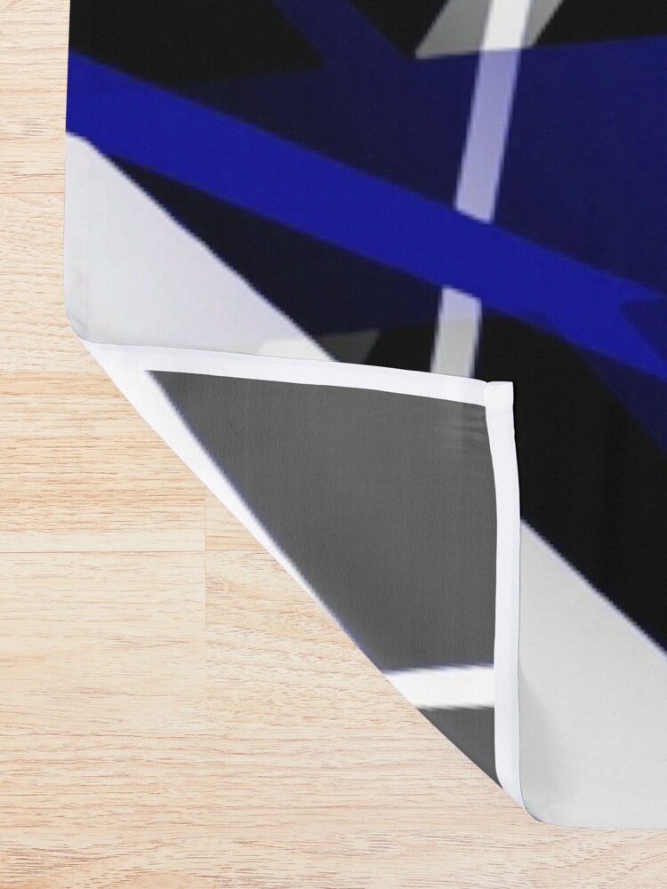 Alternate view of Seamless Abstract Royal Blue and White Lines On Black Pattern Shower Curtain