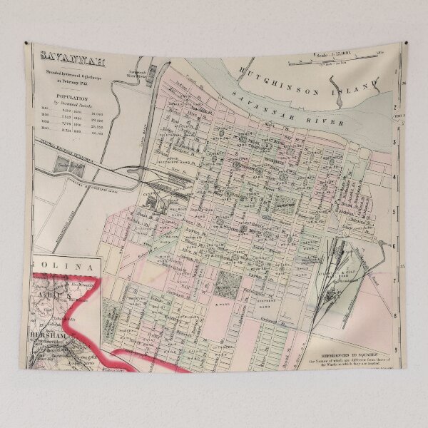 Item preview, Vintage Map of Savannah GA (1877) designed and sold by BravuraMedia.