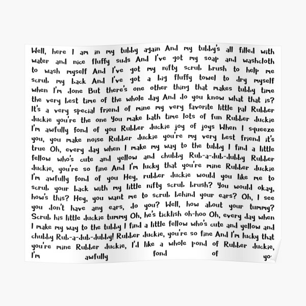 Rubber Duckie Song Posters Redbubble