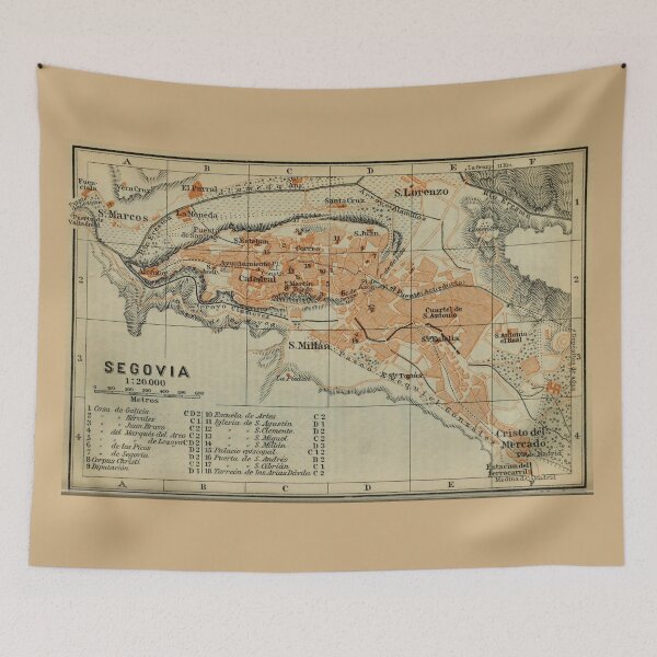 Item preview, Vintage Segovia Spain Map (1913) designed and sold by BravuraMedia.
