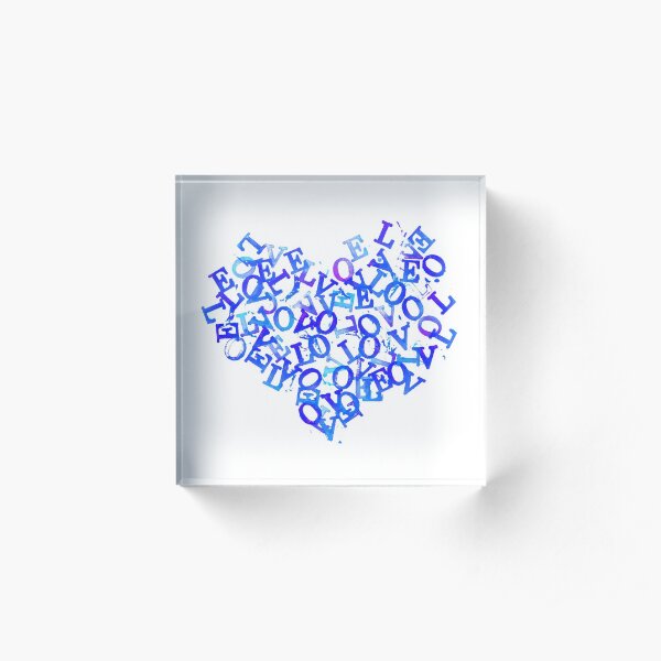 Heart full of love - blue Acrylic Block