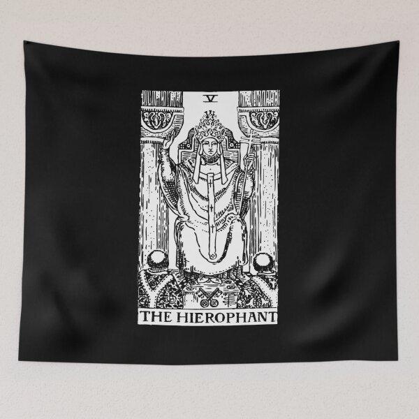 Artikelvorschau, Tarotkarte: Der Hierophant schwarz-weiß entworfen und verkauft von tarotcarddesign.