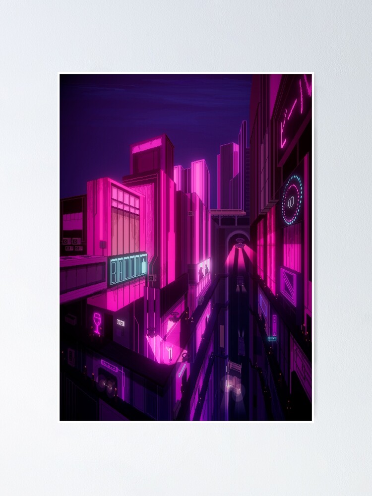 Cyberpunk Neon City poster Prints Digital Prints trustalchemy.com