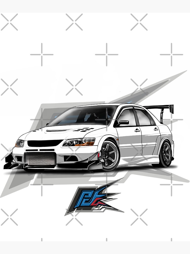 Mitsubishi Evo 9 Matt White Greeting Card By Naquash Redbubble