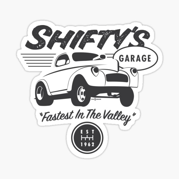 Item preview, Garage logo featuring Willys gasser designed and sold by John Jenkins.