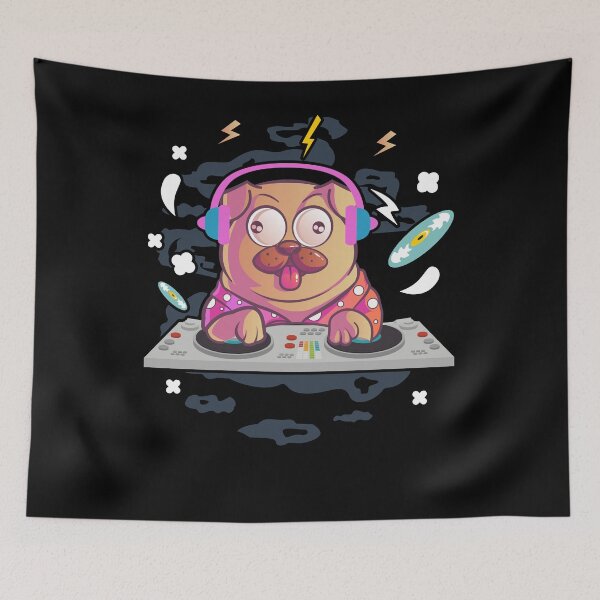 Item preview, DJ Pug Dog Hang Up Vinyl Party Festival Funny designed and sold by NixBob.