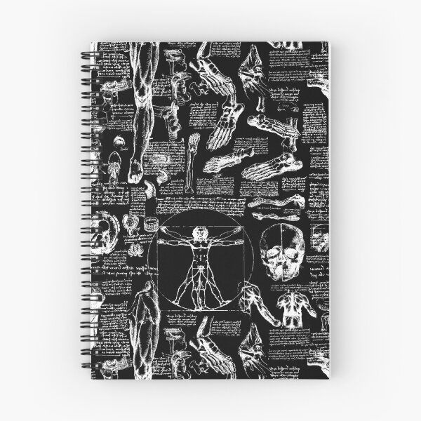 Artikelvorschau, Da Vincis Anatomie-Skizzen // Schwarz entworfen und verkauft von TLTextiles.