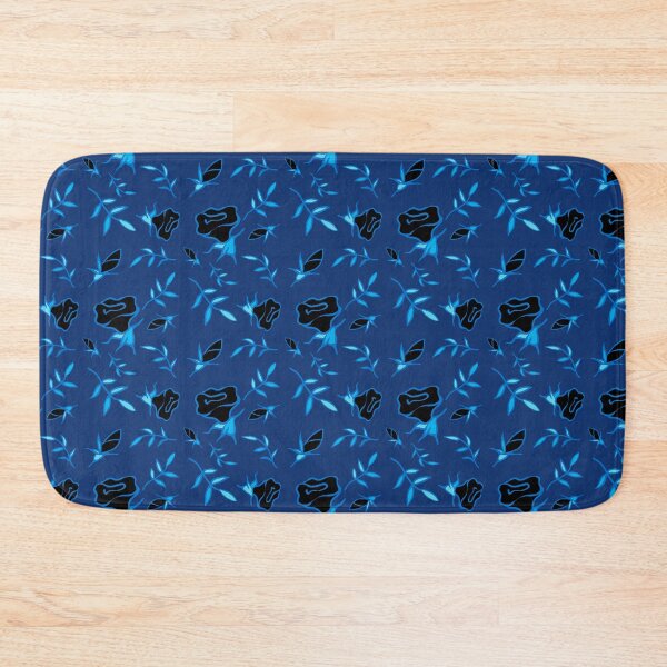 Item preview, Floral pattern black roses blue leaves designed and sold by M-Lorentsson.