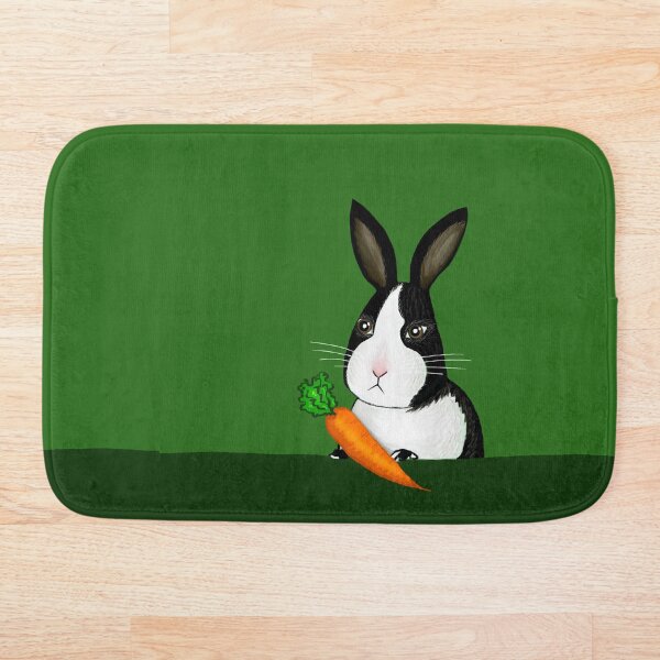 Picture Day Yay! Folk Bunny on green Bath Mat