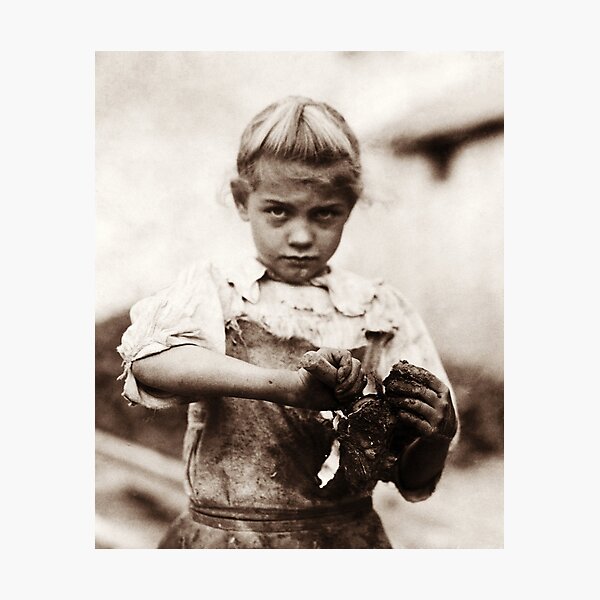 Young Girl Oyster Shuckers SC 1912 Lewis Hine Child Labor Vintage Photo Reprint 