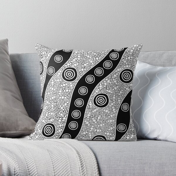 Authentic Aboriginal Art - Untitled Throw Pillow
