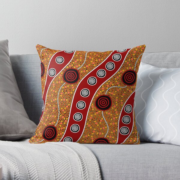Authentic Aboriginal Art - Untitled Throw Pillow
