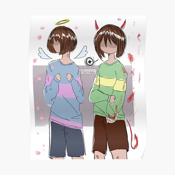 Frisk And Chara Doodle Poster By K Scribblz Redbubble