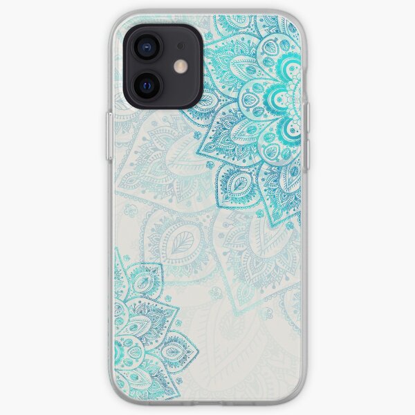 Turquoise Flowers Mandala iPhone Soft Case